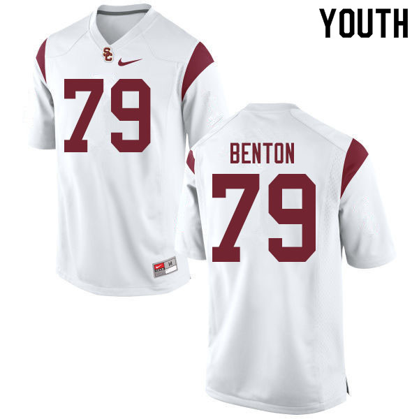 Youth #79 De'jon Benton USC Trojans College Football Jerseys Sale-White - Click Image to Close